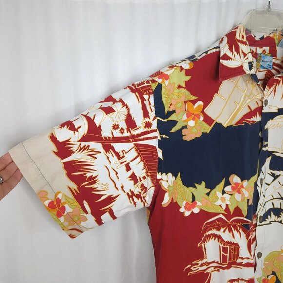 Vintage Campta Hawaiian Shirt Medium Red Blue - Picture 4 of 7